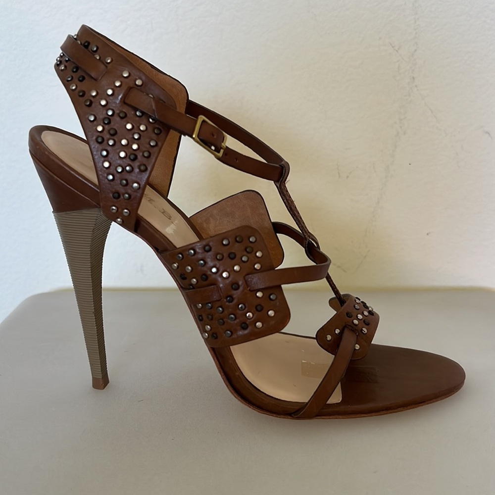 L.A.M.B. Brown Studded Strappy Heels